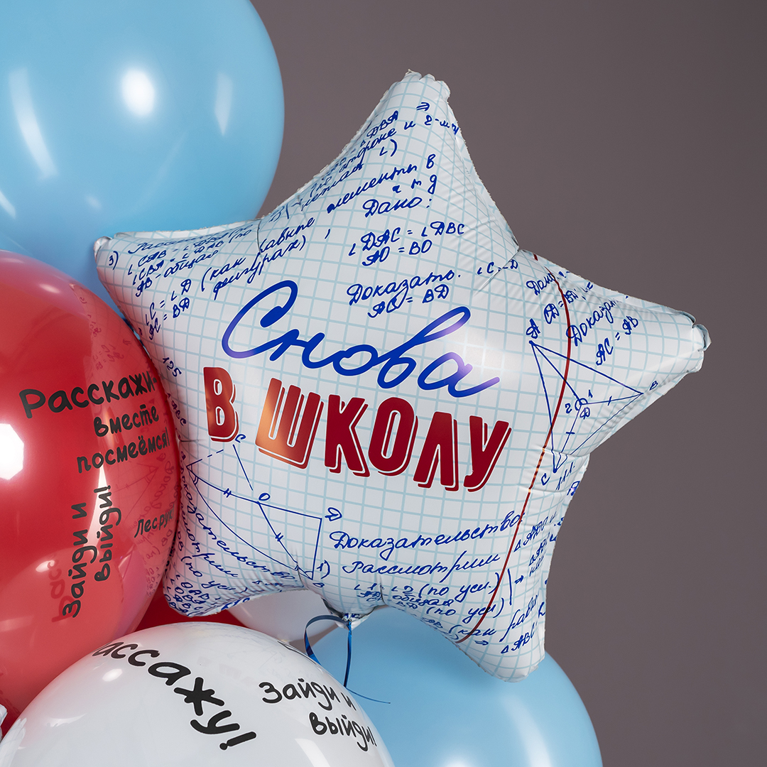 Шар (19''/48 см) Звезда, Снова в Школу, 1 шт.