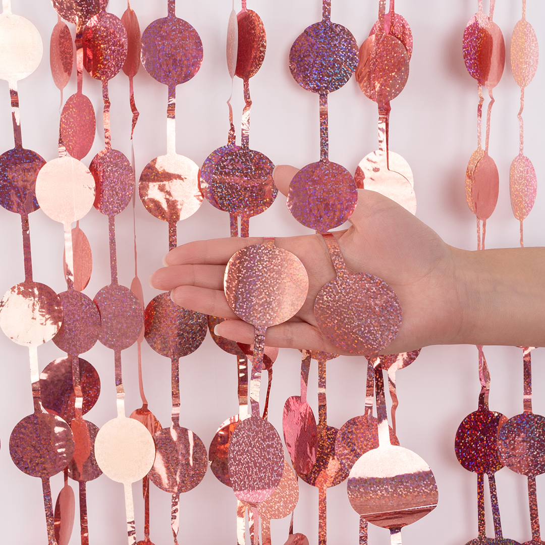 Занавес Круг, Лазерный, Розовое Золото, Голография, 100*200 см, 1 шт.