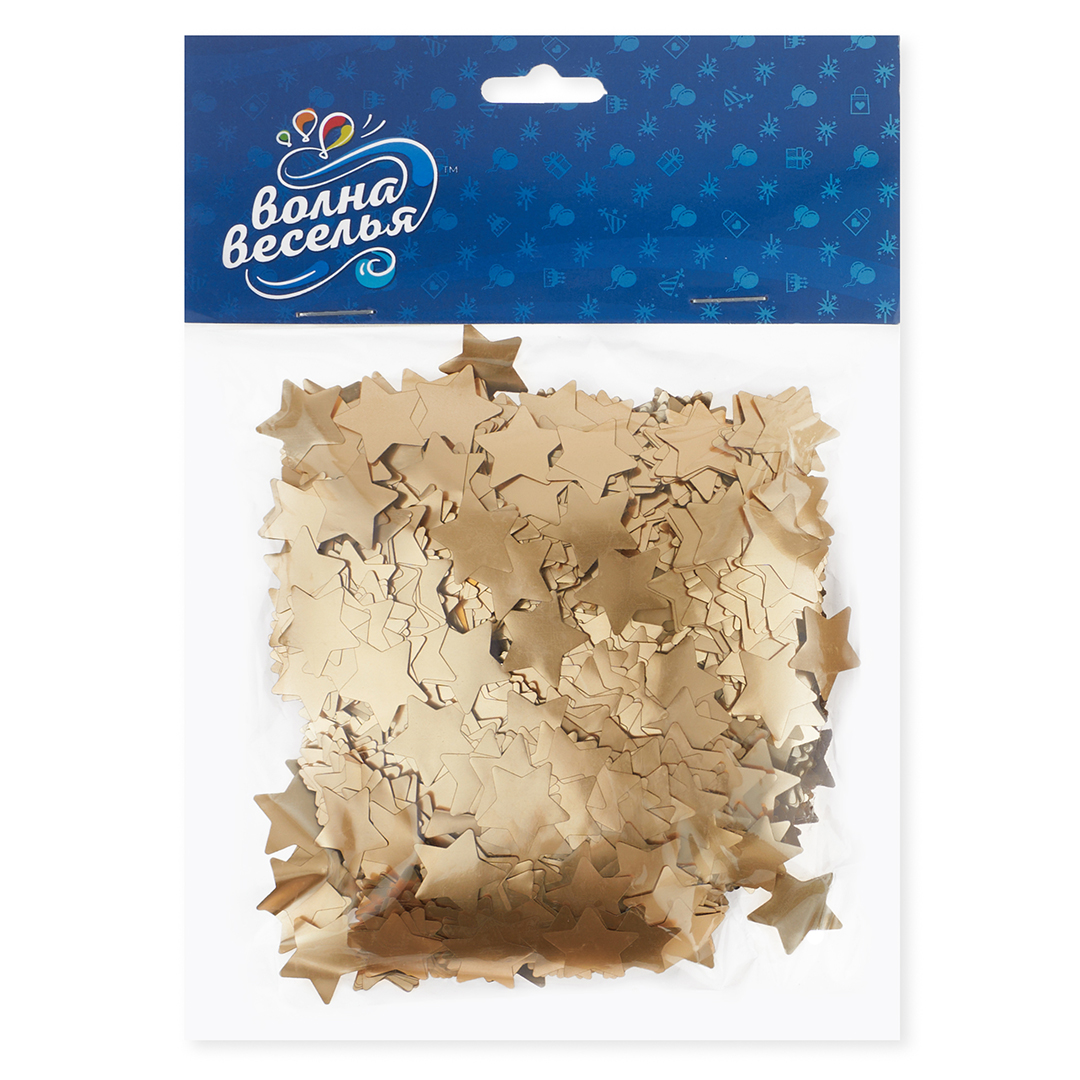 Конфетти фольга Звезда, Золото, Хром, 1,5 см, 50 г.