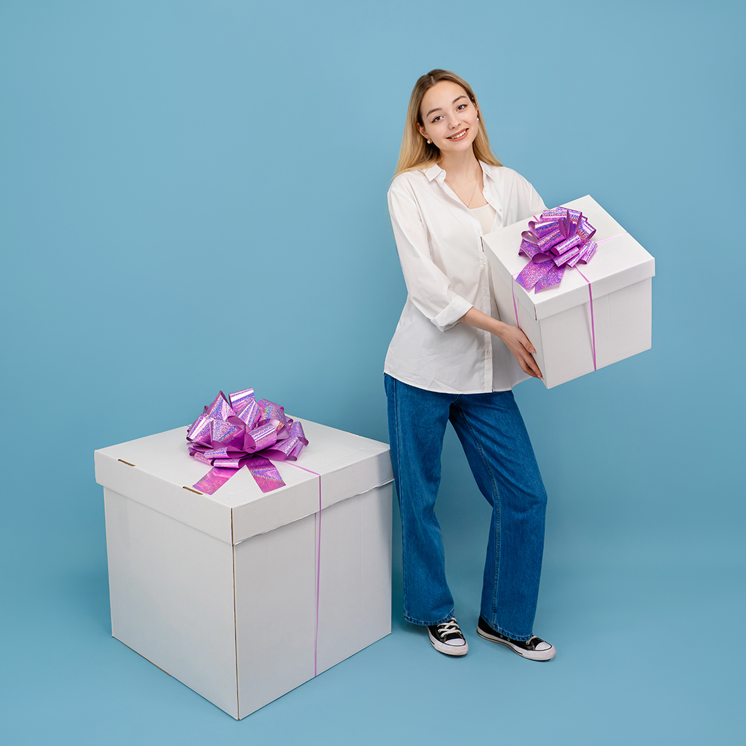 Бант Шар, Розовый, Голография, 36 см, 1 шт. в упак. 