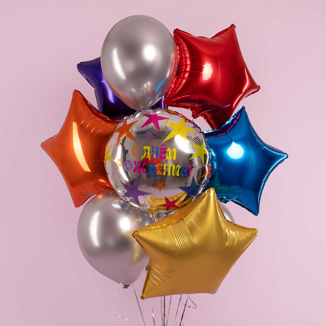 Шар (18''/46 см) Звезда, Оранжевый, Сатин, 1 шт.