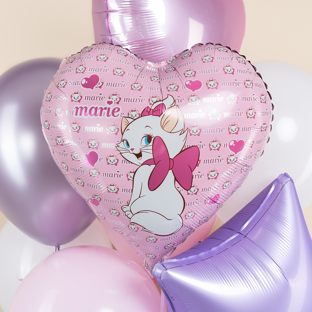 Шар (18''/46 см) Сердце, Кошечка Мари, Розовый, 1 шт.