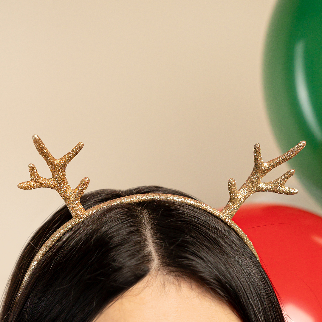 Ободок, Оленьи рожки, Шампань, с блестками, 1 шт. 