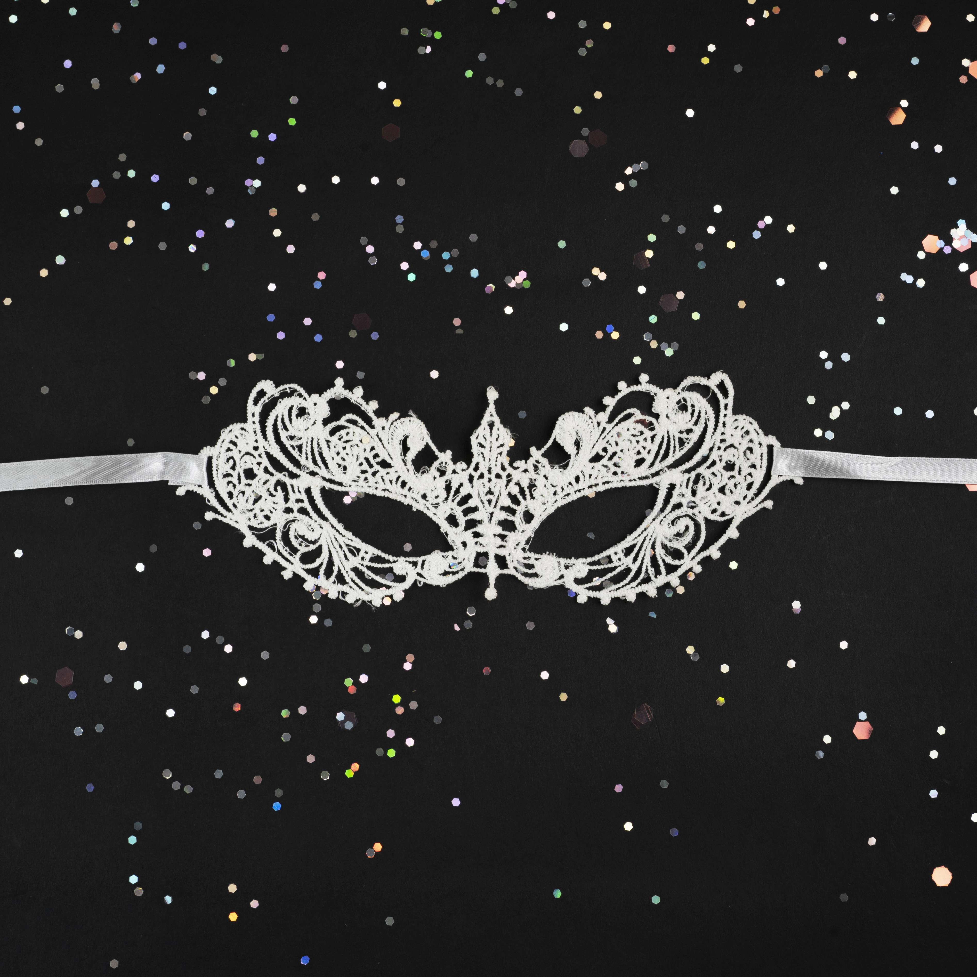 Маска кружевная, фигурная, Герцогиня, Белый, 16*24 см, 1 шт. 