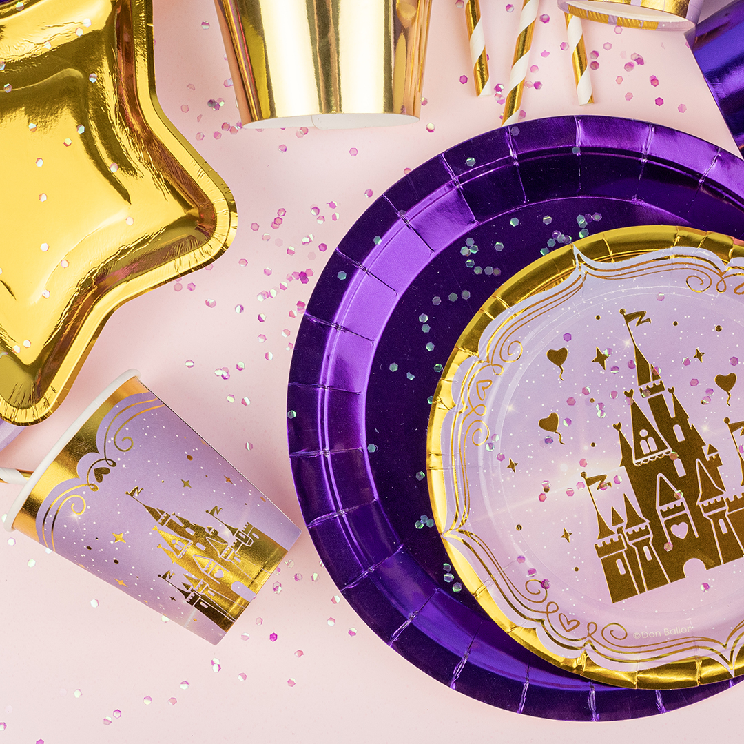 Тарелки (9''/23 см) Фиолетовый, Металлик, 6 шт.