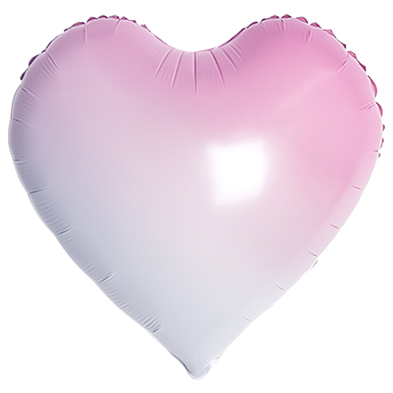 Шар (18''/46 см) Сердце, Белый/Розовый, Градиент, 1 шт.