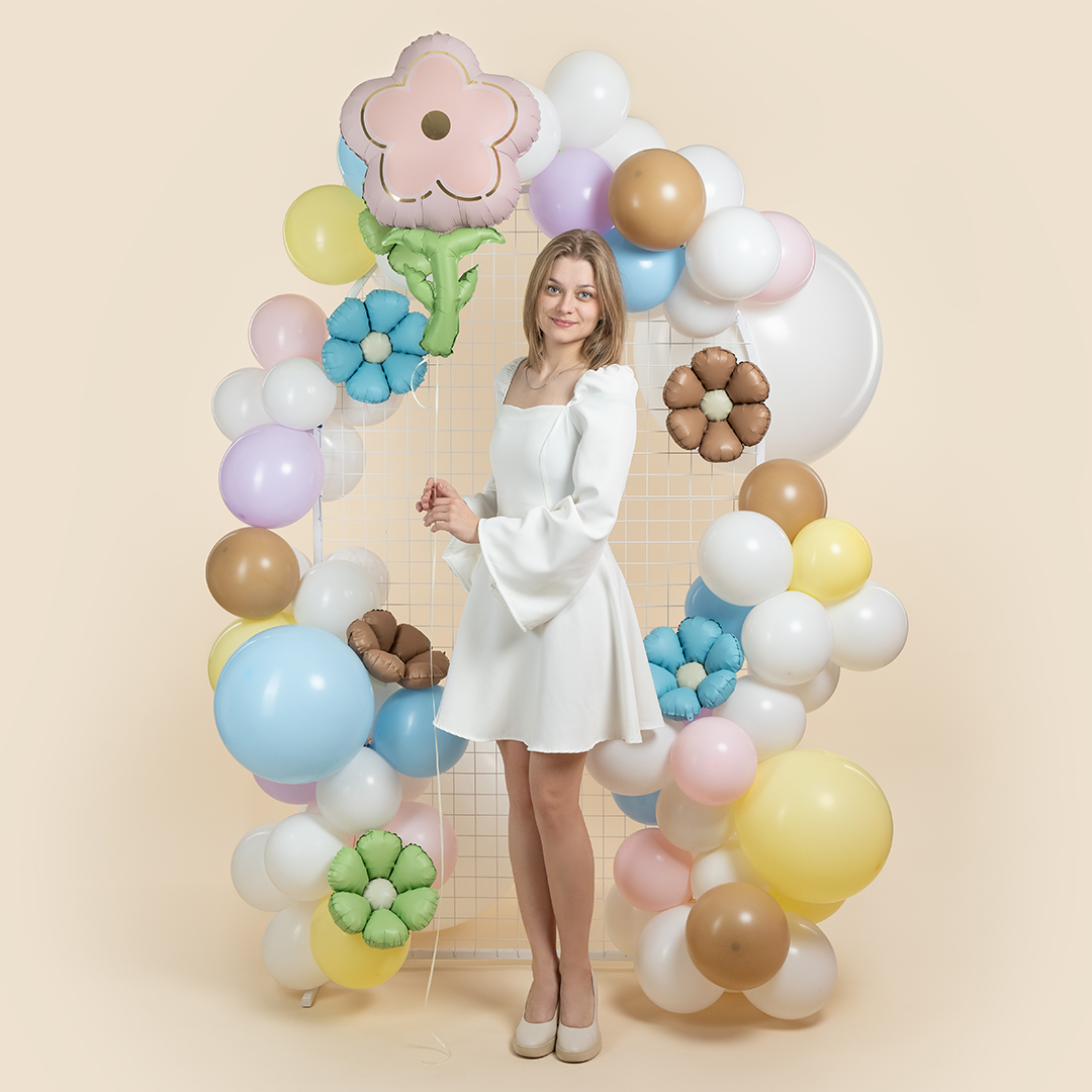 Шар (33''/84 см) Цветок, Розовый, 1 шт.