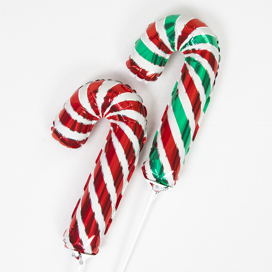 Шар (12''/30 см) Мини-фигура, Леденец трость, Красный, 1 шт.