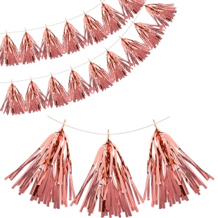 Гирлянда Тассел, Розовый, Металлик, 35*12 см, 12 листов.