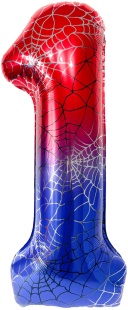 Шар (40''/102 см) Цифра, 1 Героическая тема, Красный/Синий, 1 шт. в уп.