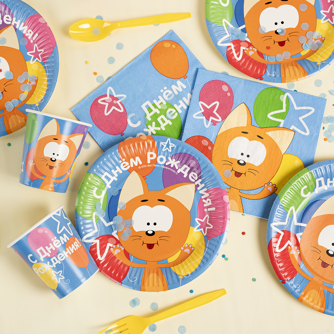 Стаканы (250 мл) Котенок Котэ, С Днем Рождения!, 6 шт.