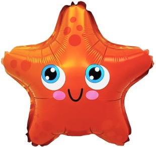 Шар с клапаном (13''/33 см) Мини-фигура, Морская звезда, 5 шт. в уп. (цв.этик.)