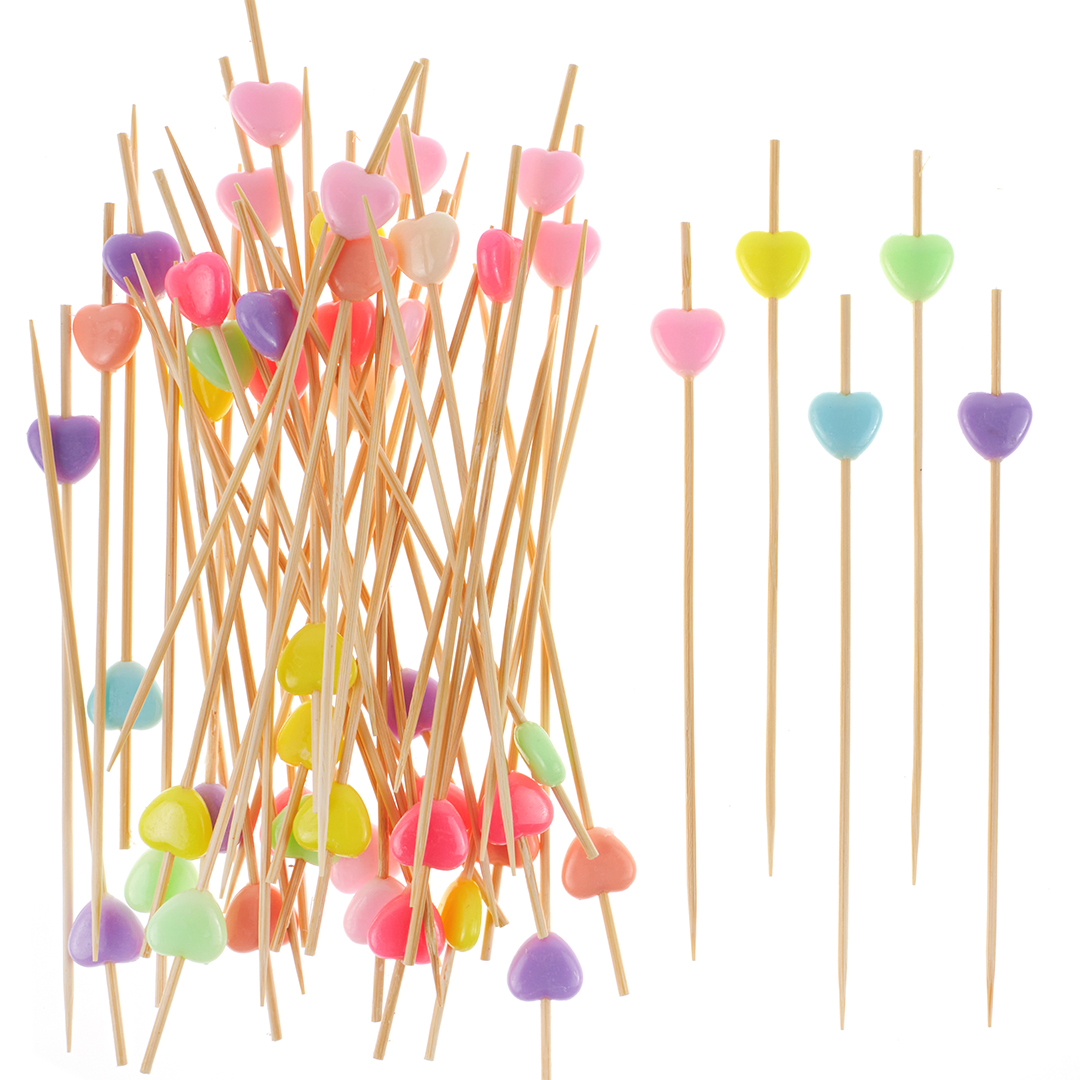 Пики Топперы, Сердце, Ассорти, 12 см, 50 шт.