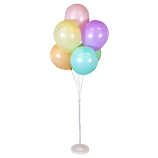Стойка для шаров Фонтан, 7 насадок, 1,3 м, Белый/Прозрачный, 1 шт.