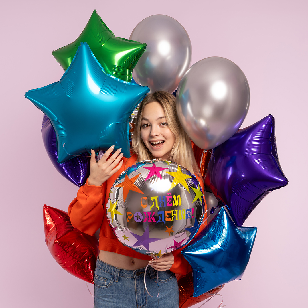 Шар (18''/46 см) Звезда, Аквамарин, Сатин, 1 шт.