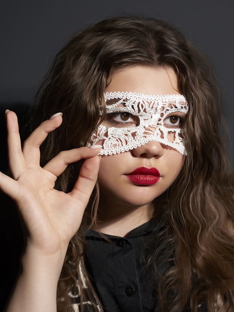 Маска кружевная, мягкая, Загадка, Белый, 16*24 см, 1 шт. 