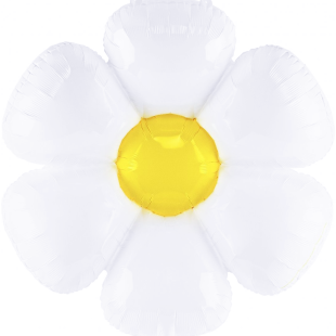 Шар с клапаном (18''/46 см) Цветок, Ромашка (надув воздухом), Белый, 1 шт. в уп. (цв.этик.)