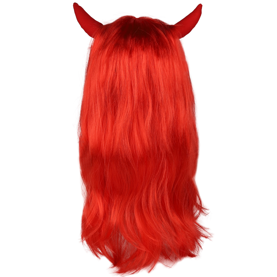 Парик карнавальный, 160 гр, Чертенок, Красный, 1 шт. в упак. 