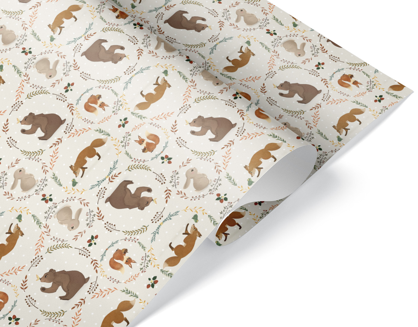 Упаковочная бумага 70гр (0,7*1 м) Лесные животные, 10 шт.