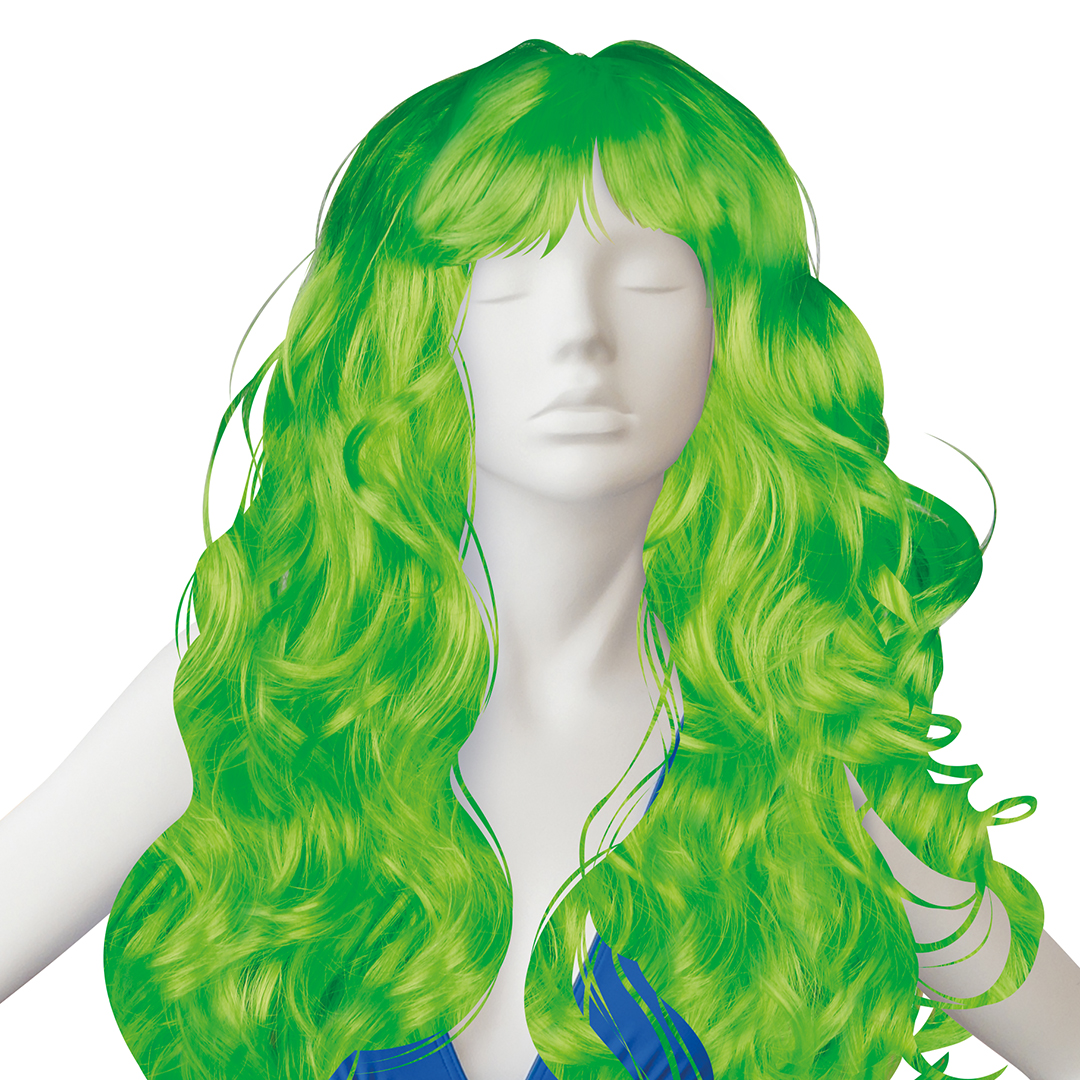 Парик карнавальный, 160 гр, Локоны, Салатовый, 1 шт. в упак. 