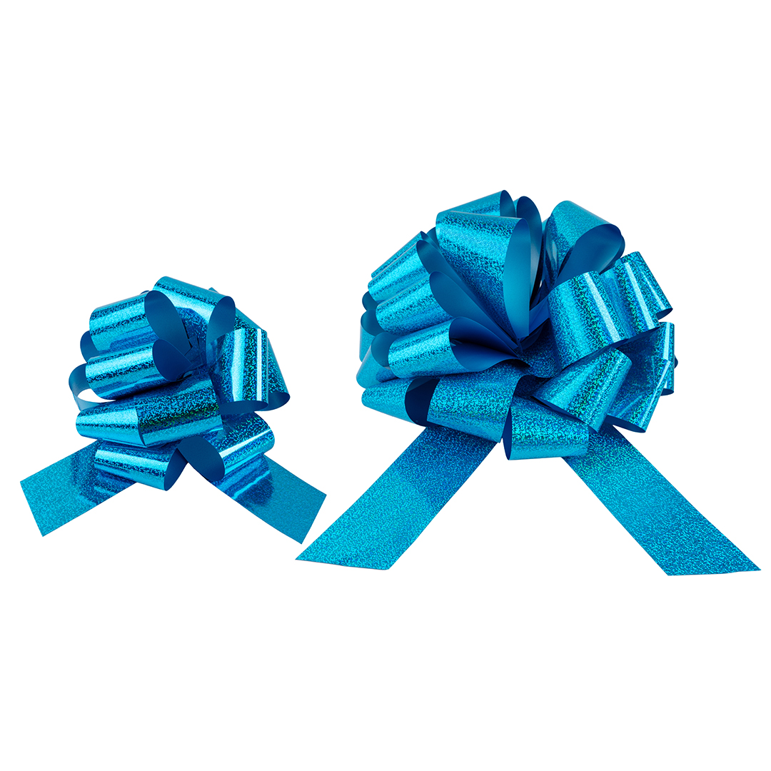 Бант Шар, Голубой, Голография, 21 см, 1 шт. в упак. 