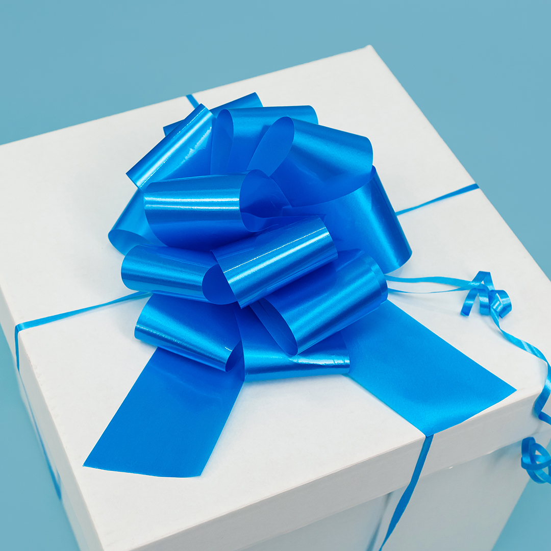 Бант Шар, Голубой, Лаковый, 21 см, 1 шт. в упак. 
