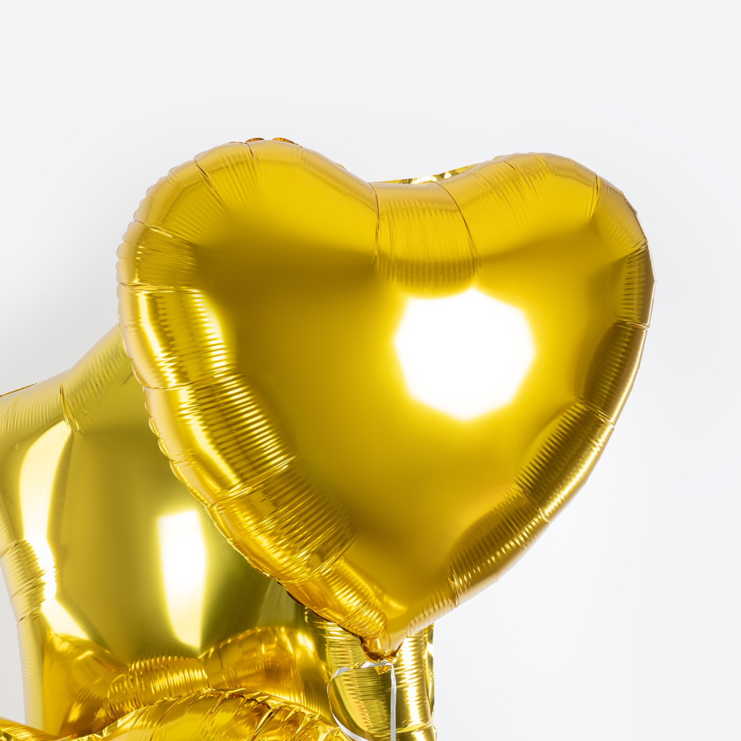 Шар (24''/61 см) Сердце, Золото, Металлик, 1 шт.