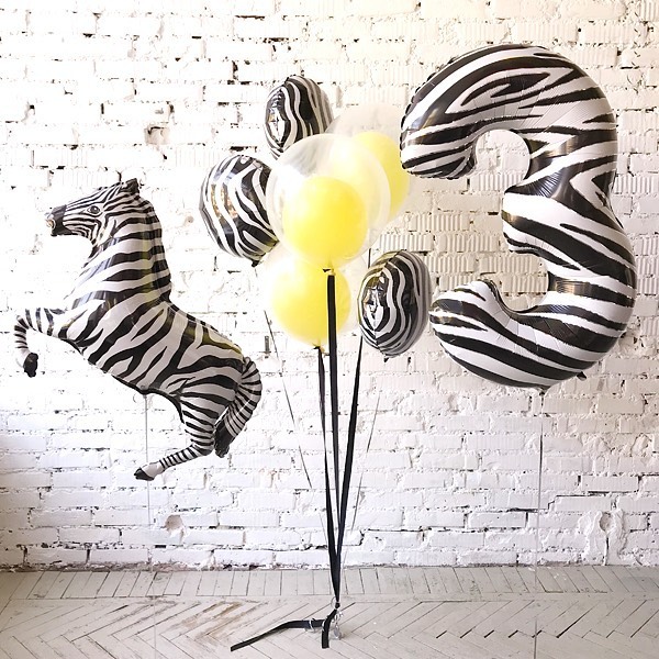 Шар (18''/46 см) Круг, Сафари, Зебра, 1 шт.