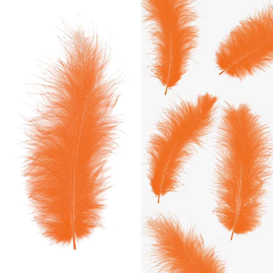 Перья, Премиум, Оранжевый, 12-15 см, 30 шт.
