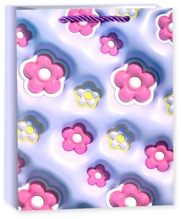 Пакет подарочный, 210гр, Цветочное ассорти, Дизайн №1, Сиреневый, 32*26*12 см, 1 шт.