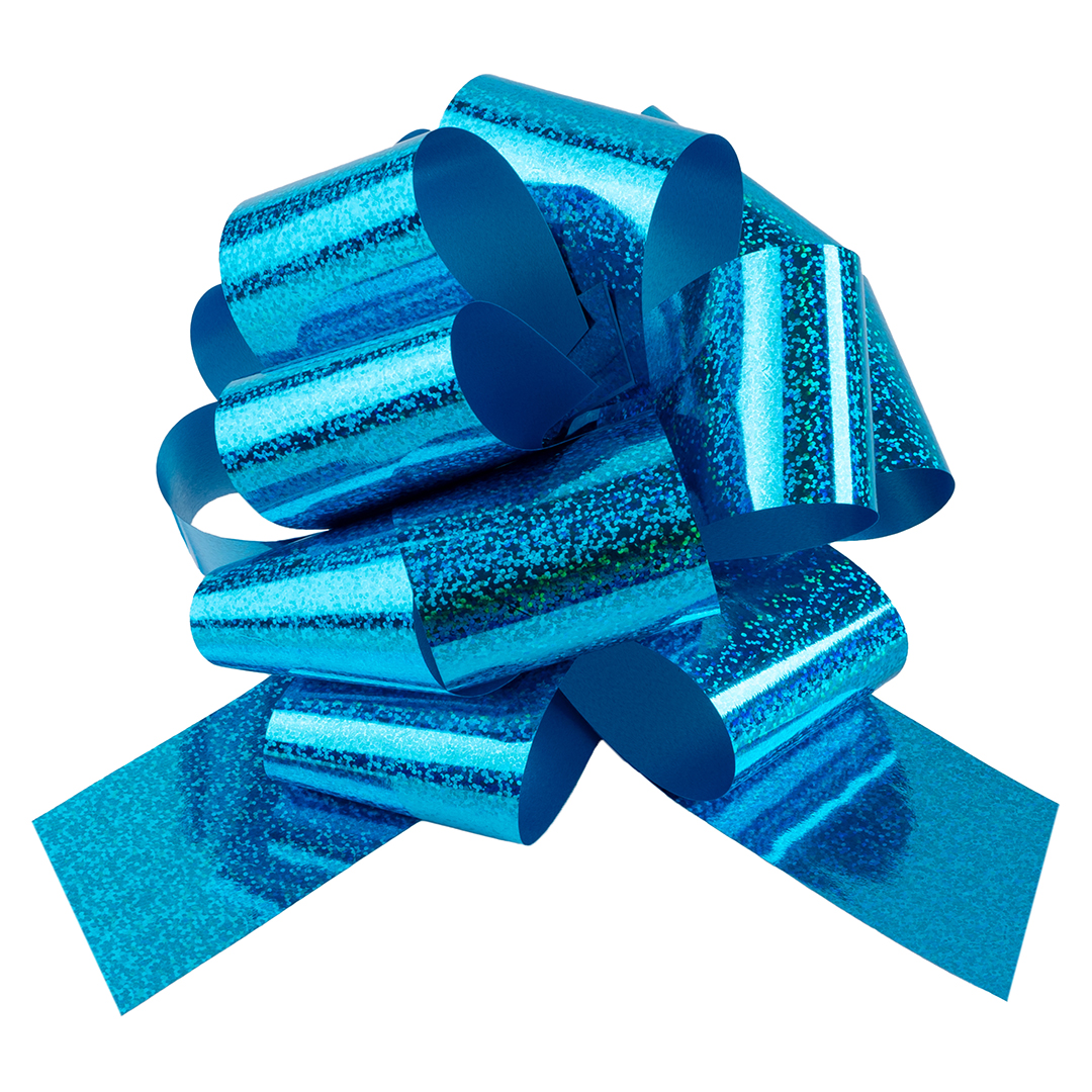 Бант Шар, Голубой, Голография, 21 см, 1 шт. в упак. 