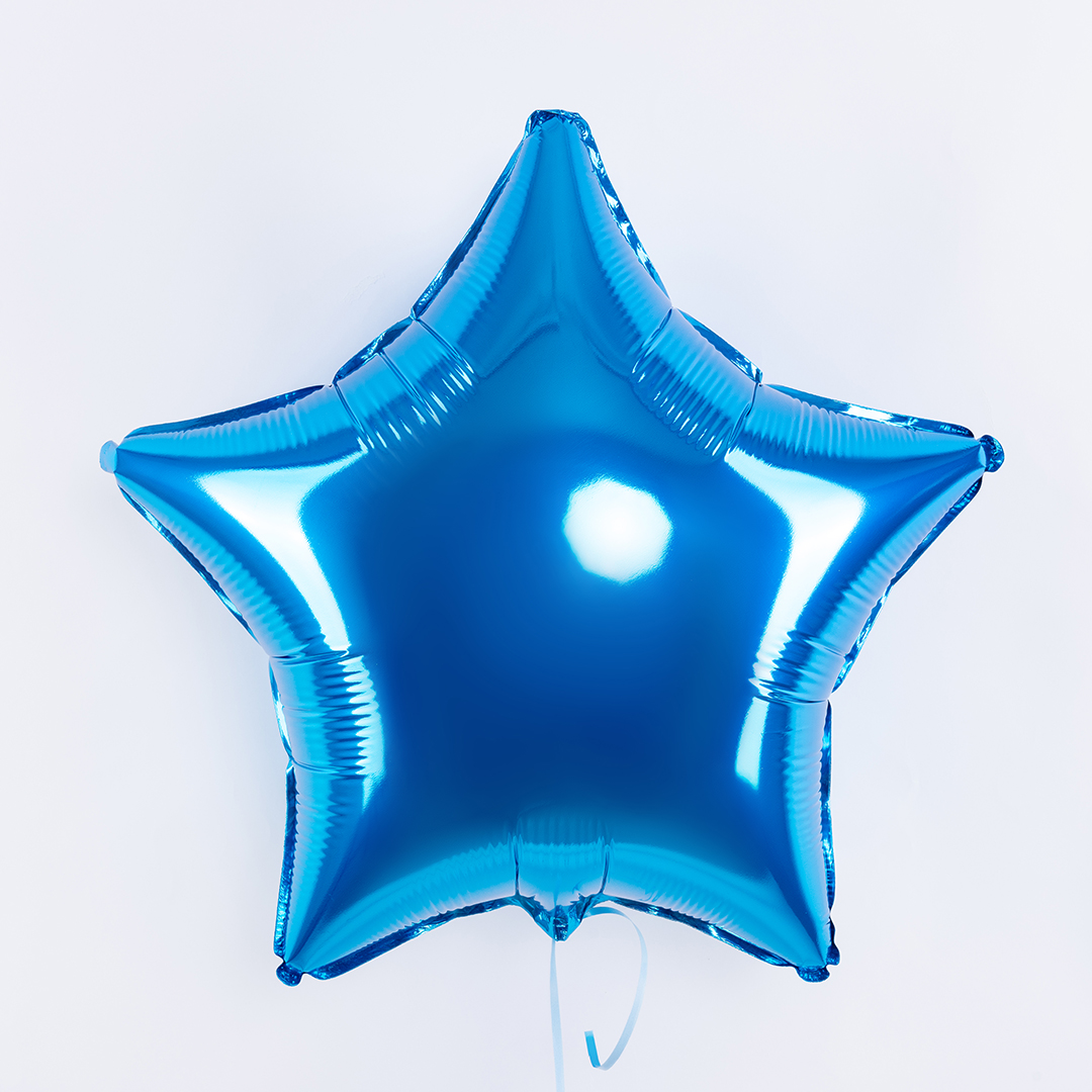 Шар (32''/81 см) Звезда, Синий, 1 шт.