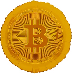 Шар (18''/46 см) Круг, Биткоин, Золото, 1 шт. в уп. (цв.этик.)