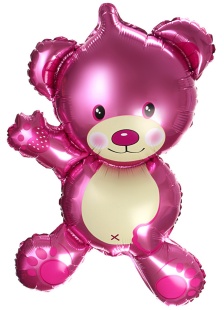 Шар с клапаном (14''/36 см) Мини-фигура, Плюшевый мишка, Розовый, 5 шт. в уп. (цв.этик.)