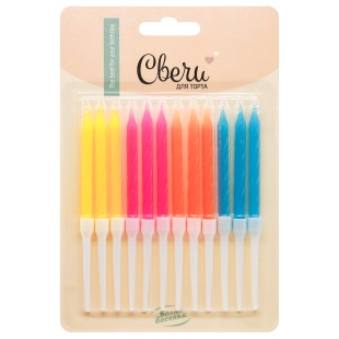 Свечи Спирали, Ассорти, 0,5*6 + 4 см, 12 шт. с держат.