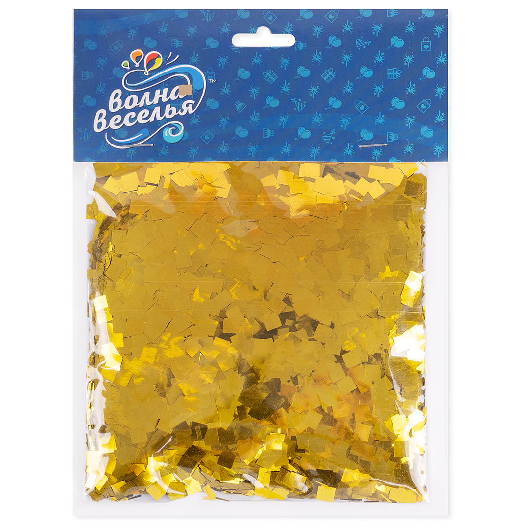 Конфетти фольга Квадрат, Золото, Металлик, 0,5 см, 50 г.