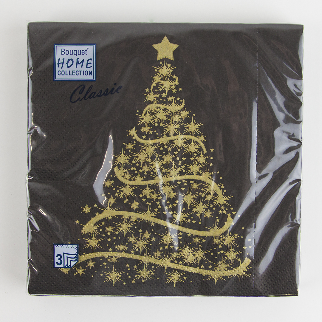 Сервировочные салфетки, Волшебная ель, Черный, 33*33 см, 20 шт.