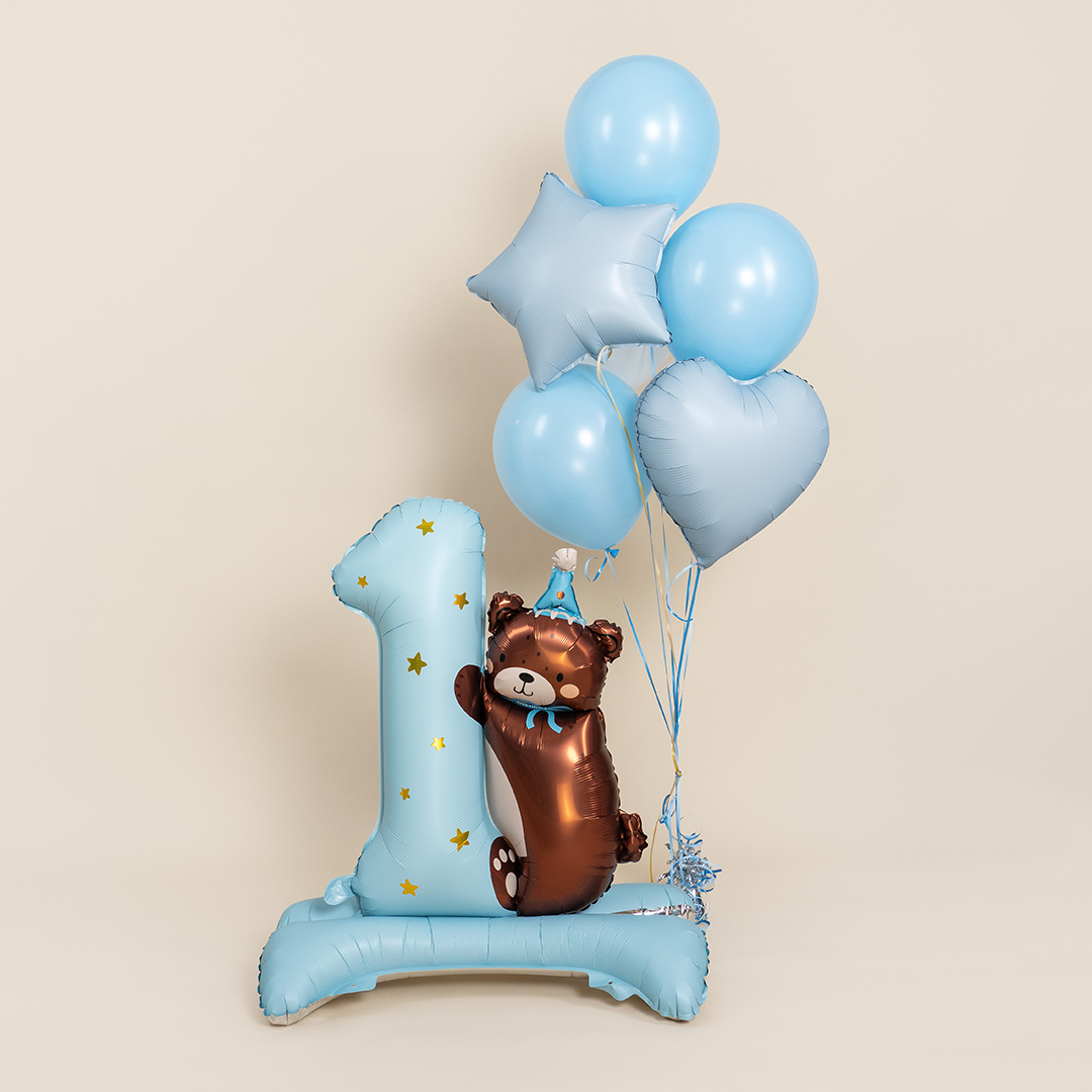 Шар (18''/46 см) Сердце, Голубой, Сатин, 1 шт.