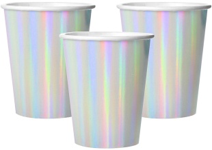 Стаканы (250 мл) Перламутровый блеск, Серебро, Голография, 6 шт.