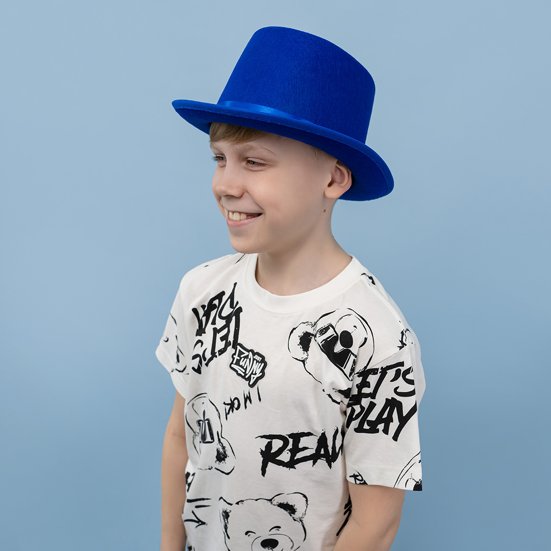 Шляпа, Цилиндр, фетр, Синий, 56-58 разм., 1 шт. 