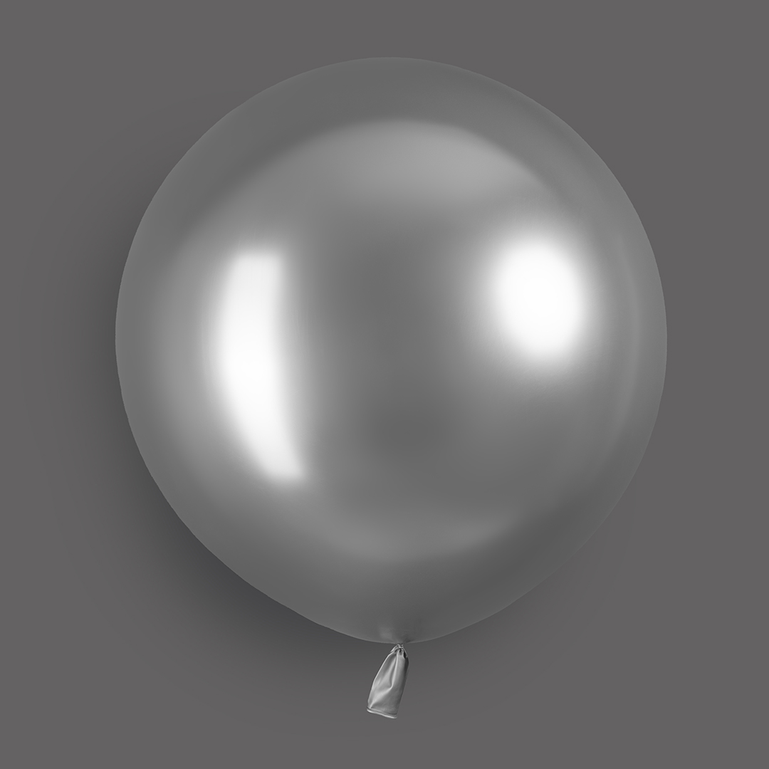 Шар (24''/61 см), Серебро, хром, 3 шт.