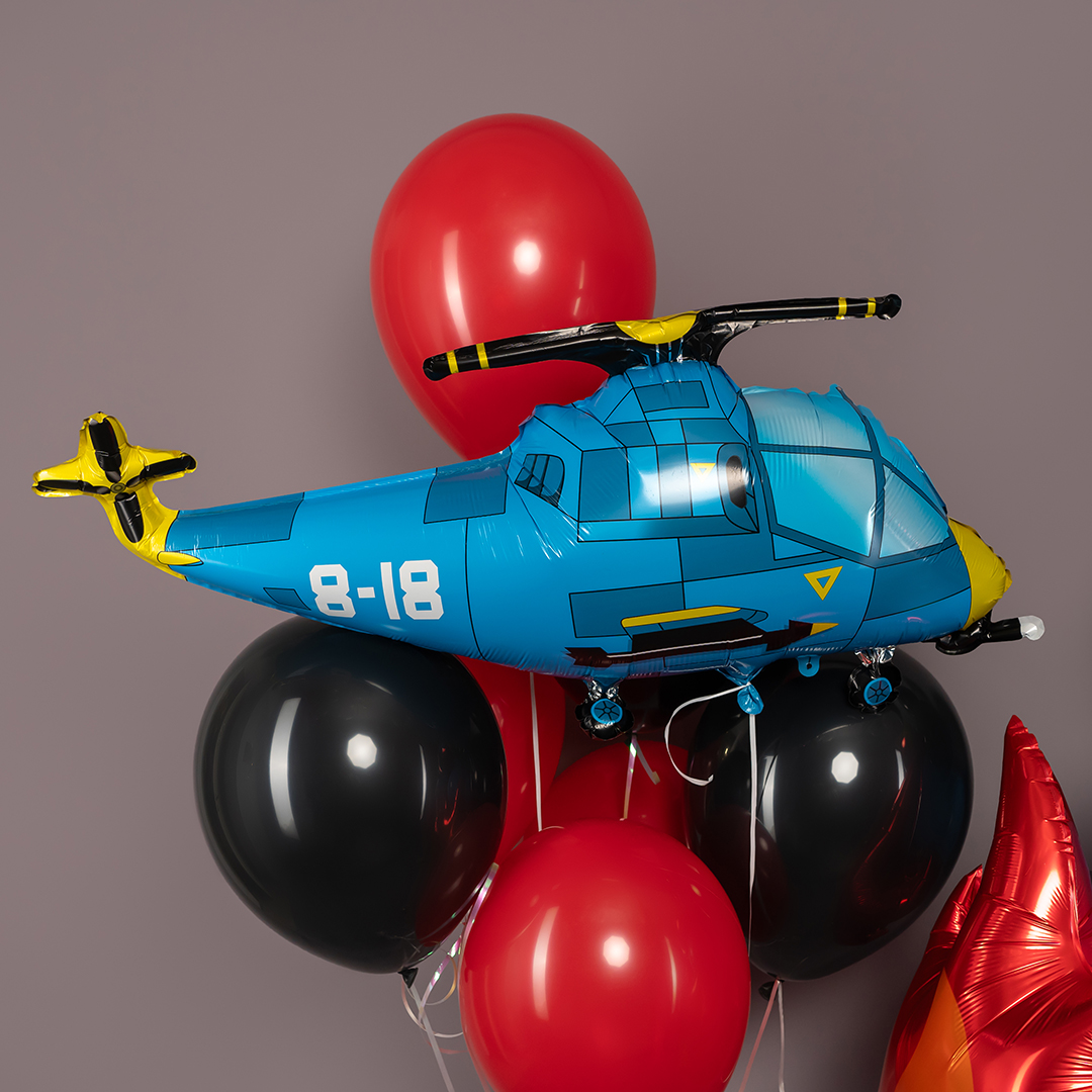 Шар (36''/91 см) Фигура, Вертолет, Синий, 1 шт. в уп.