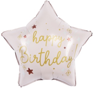 Шар (18''/46 см) Звезда, Happy Birthday (звездочки), Светло-розовый, Сатин, 1 шт.