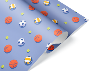 Упаковочная бумага 80гр (0,7*1 м) Спортивные мячи, 10 шт.