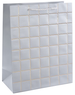 Пакет подарочный, 210гр, Золотые квадраты, Дизайн №4, Серебро, Металлик, 23*18*10 см, 1 шт.