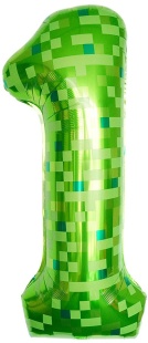 Шар (40''/102 см) Цифра, 1 Пиксели, Зеленый, 1 шт. в уп.