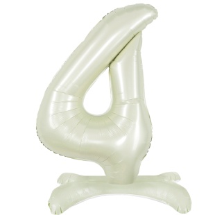Шар (32''/81 см) Цифра на подставке, 4, Белый песок, 1 шт. в уп.