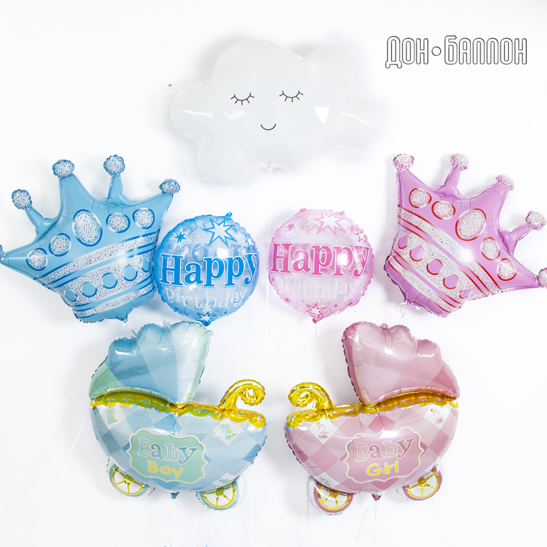 Шар (30''/76 см) Фигура, Корона, Голубой, 1 шт.