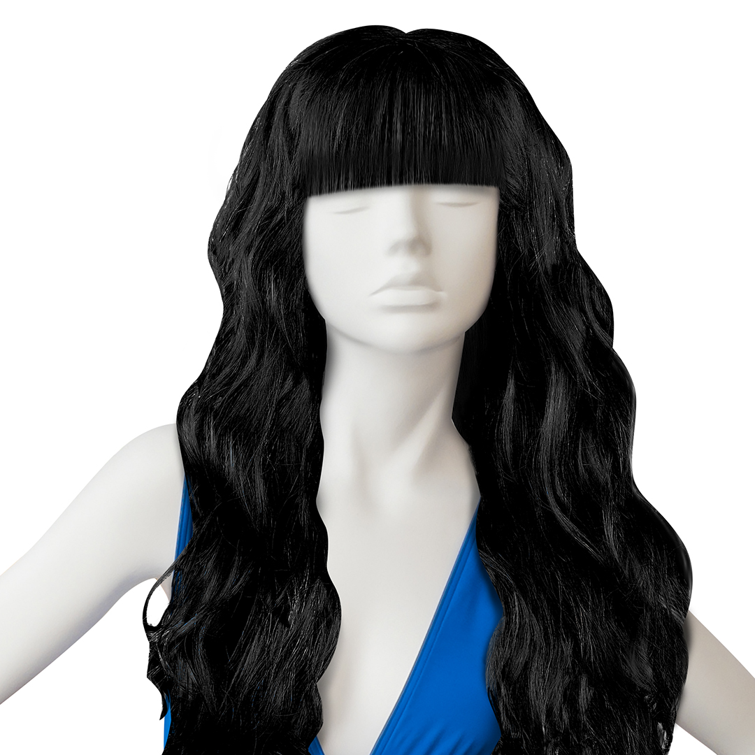 Парик карнавальный, 160 гр, Локоны, Черный, 1 шт. в упак. 