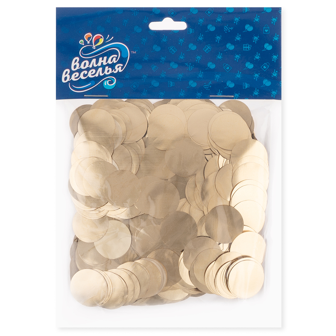 Конфетти фольга Круг, Золото, Хром, 2 см, 50 г.